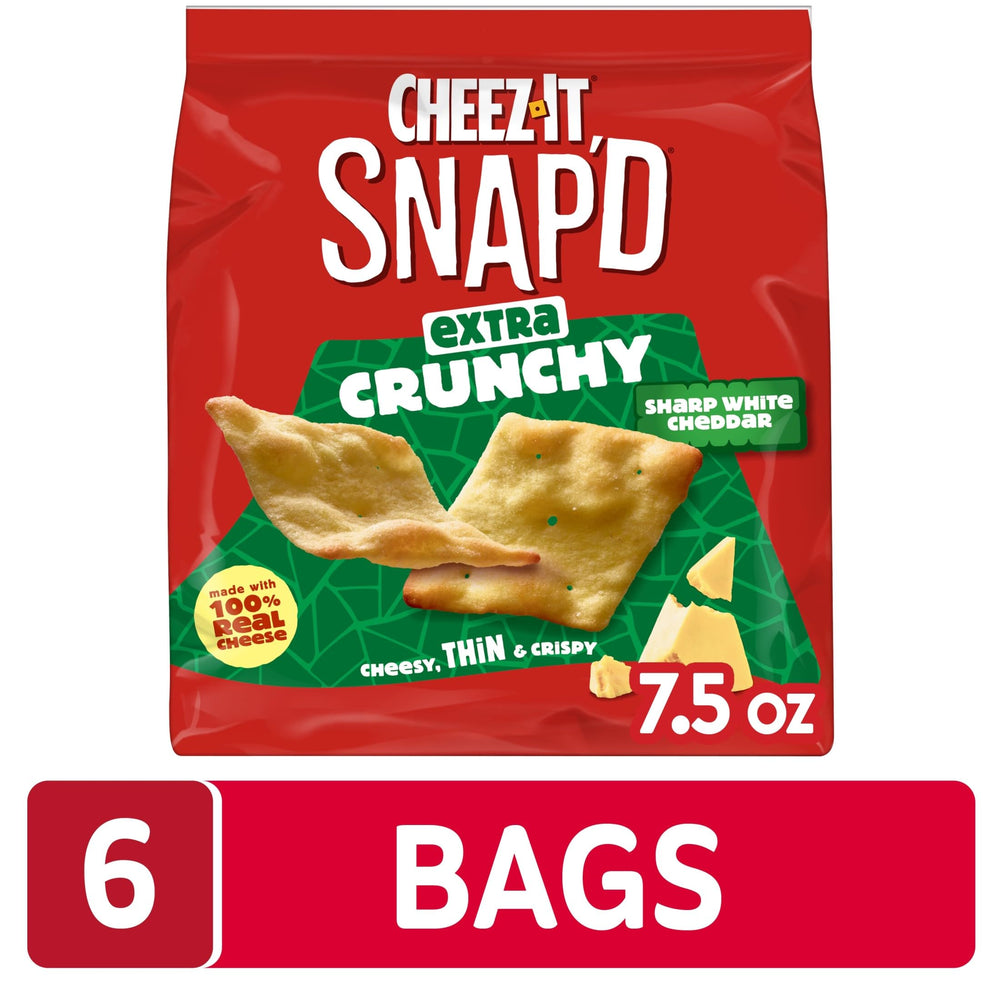 Close-up texture of Cheez-It Snap'd crisp highlighting extra crunchy snap