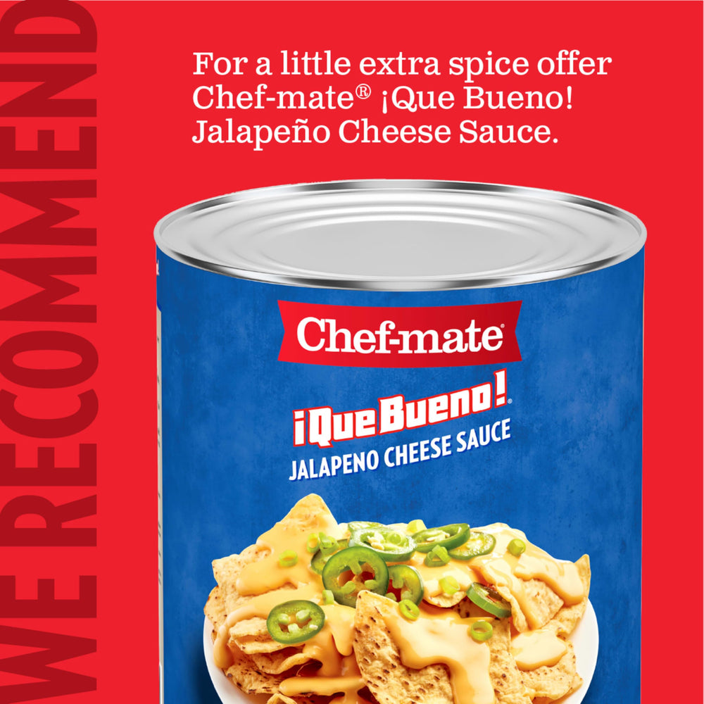 Chef-mate can beside hand showing #10 scale and bulk portion advantage