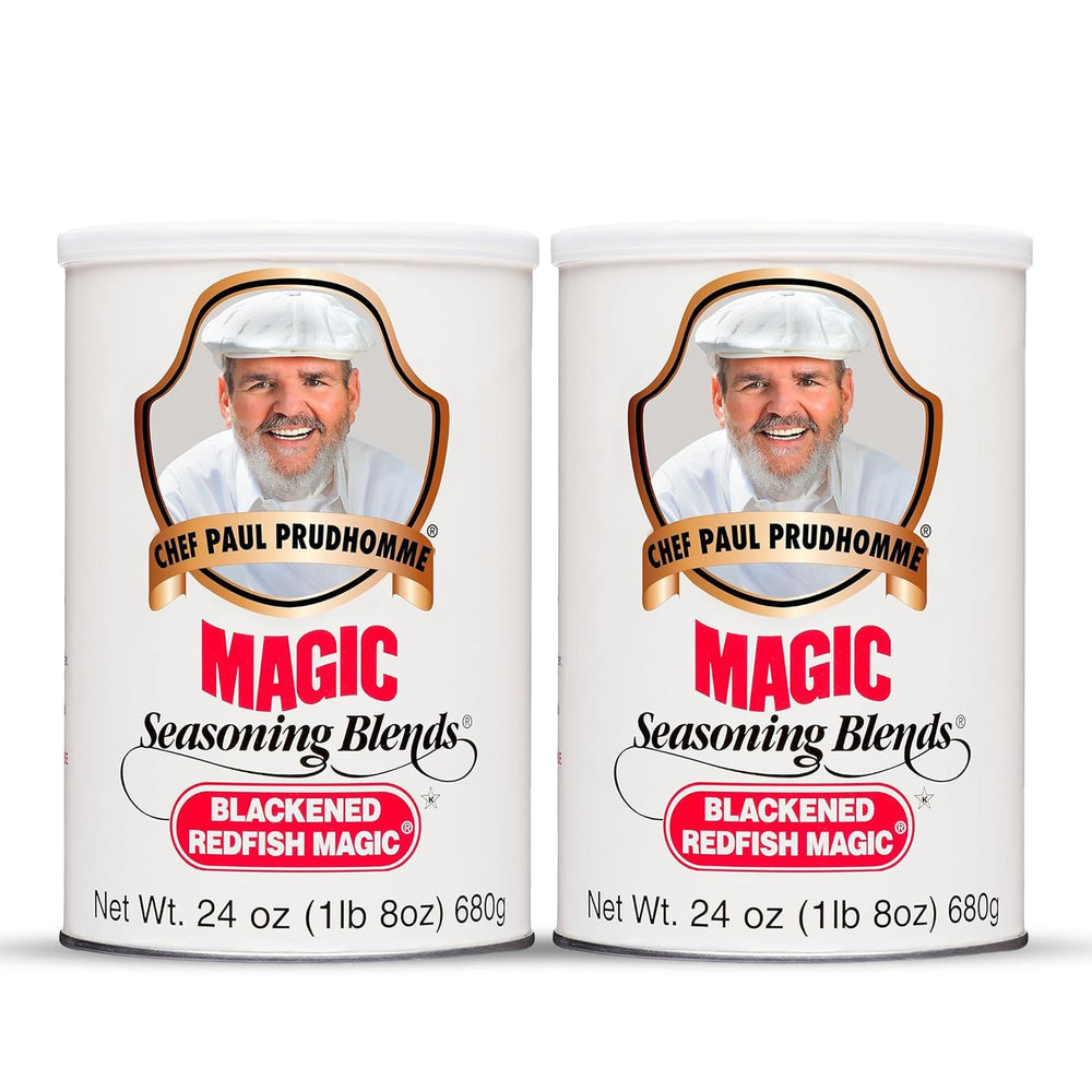 Chef Paul Prudhomme canister front shows bold seasoning and authentic Cajun appeal