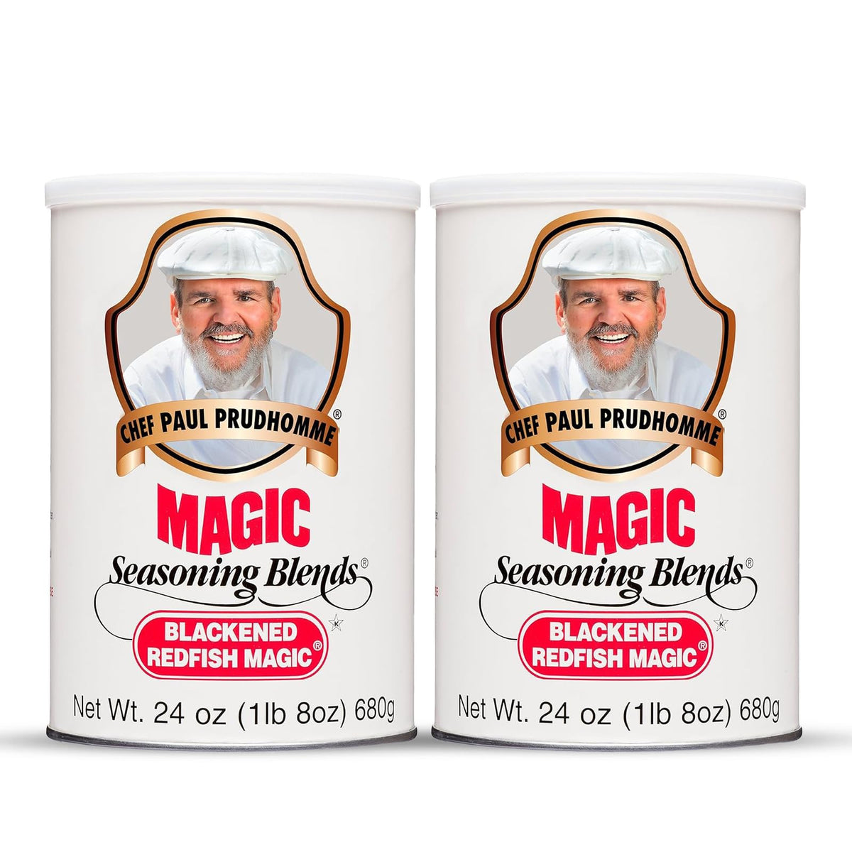 Chef Paul Prudhomme canister front shows bold seasoning and authentic Cajun appeal