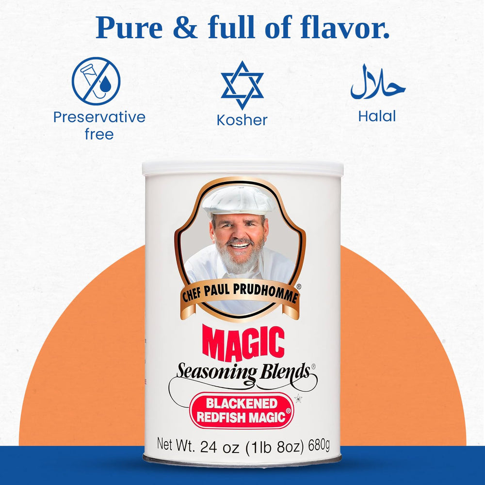 Chef Paul Prudhomme seasoning pouring closeup showing texture and vivid color