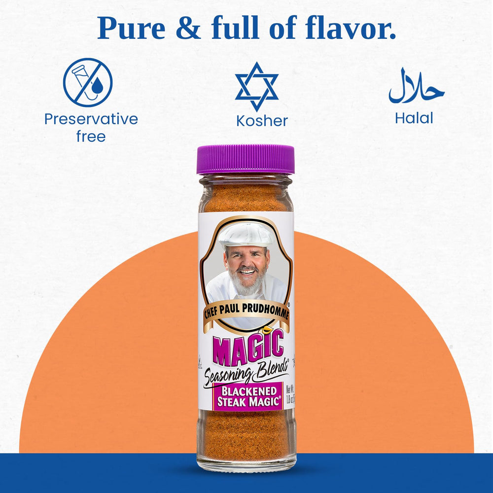Chef Paul Prudhomme's seasoning applied to a grilled ribeye showing enhanced crust and flavor