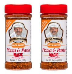 Chef Paul Prudhomme's front packaging of pizza & pasta seasoning, adds bold Italian flavor