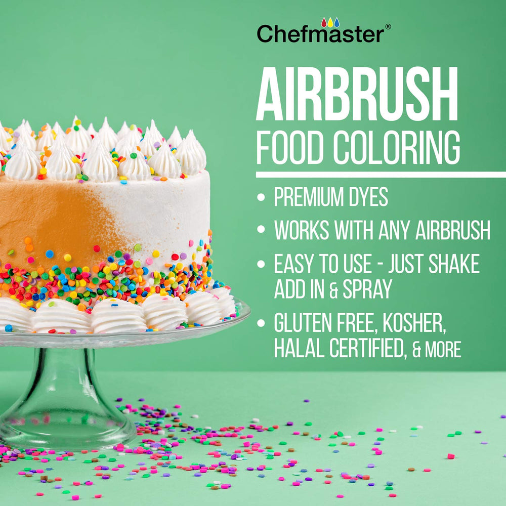 Chefmaster airbrush applying white to wedding cake showing precise finish