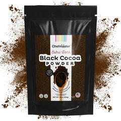 Chefmaster black cocoa pouch front view showing product branding and weight benefit