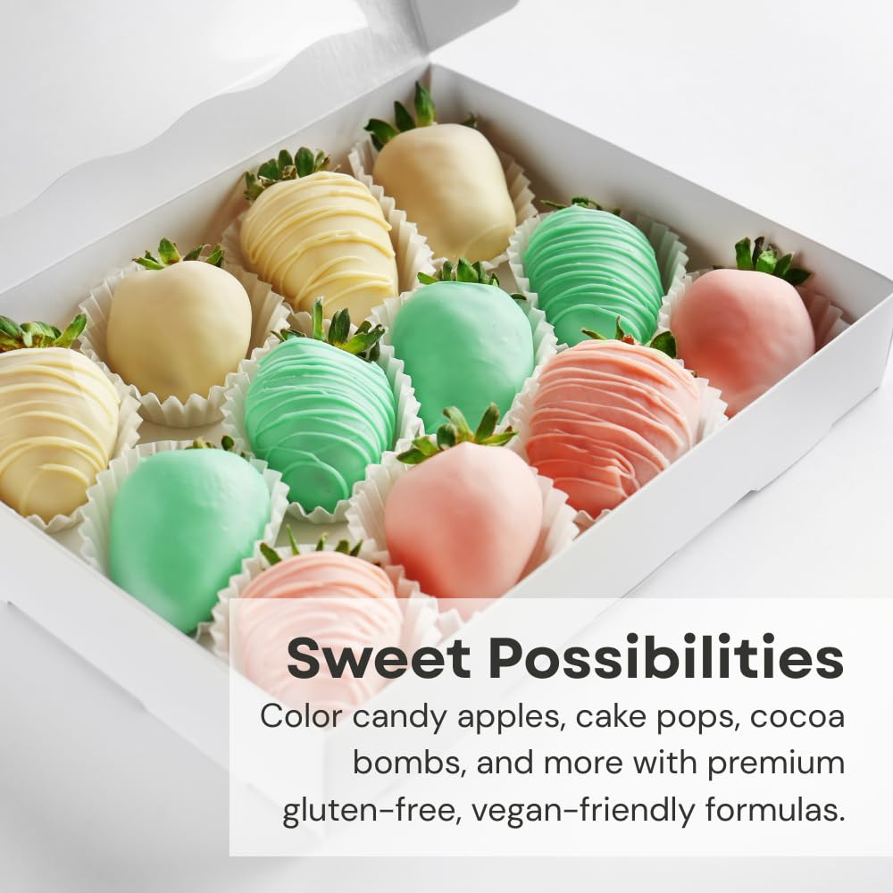 Chefmaster cake pops in varied shades highlighting consistent tinting performance