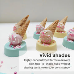 Chefmaster dyed chocolate truffles demonstrating vivid colors and glossy finish