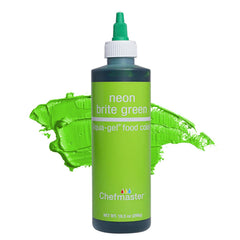 Chefmaster front packaging showing neon green gel and benefit of vibrant color