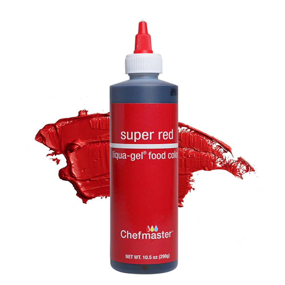 Chefmaster bottle front packaging showing bright red gel and volume