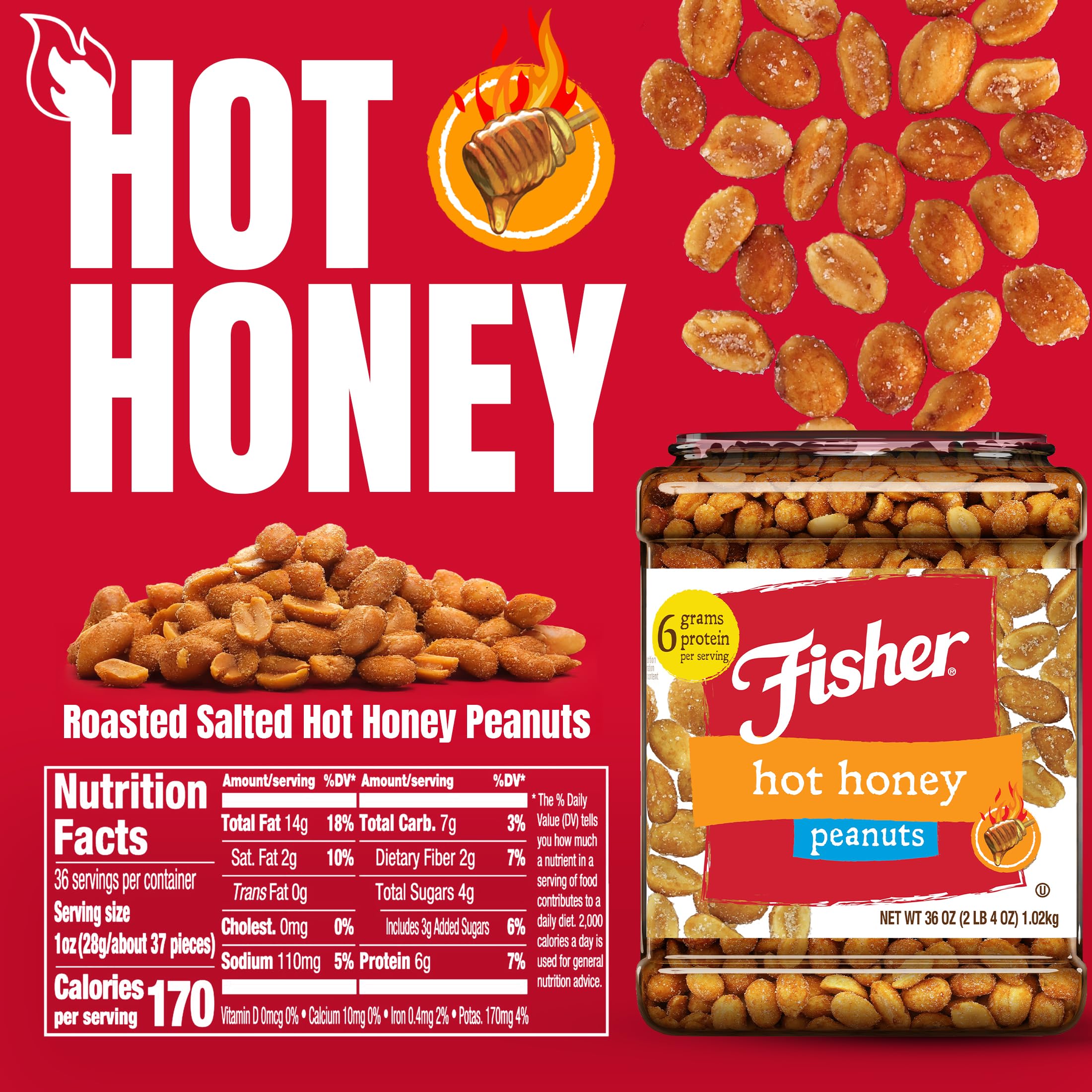 CHEF'S NATURALS close-up of hot honey glaze on peanuts highlighting caramelized crunch