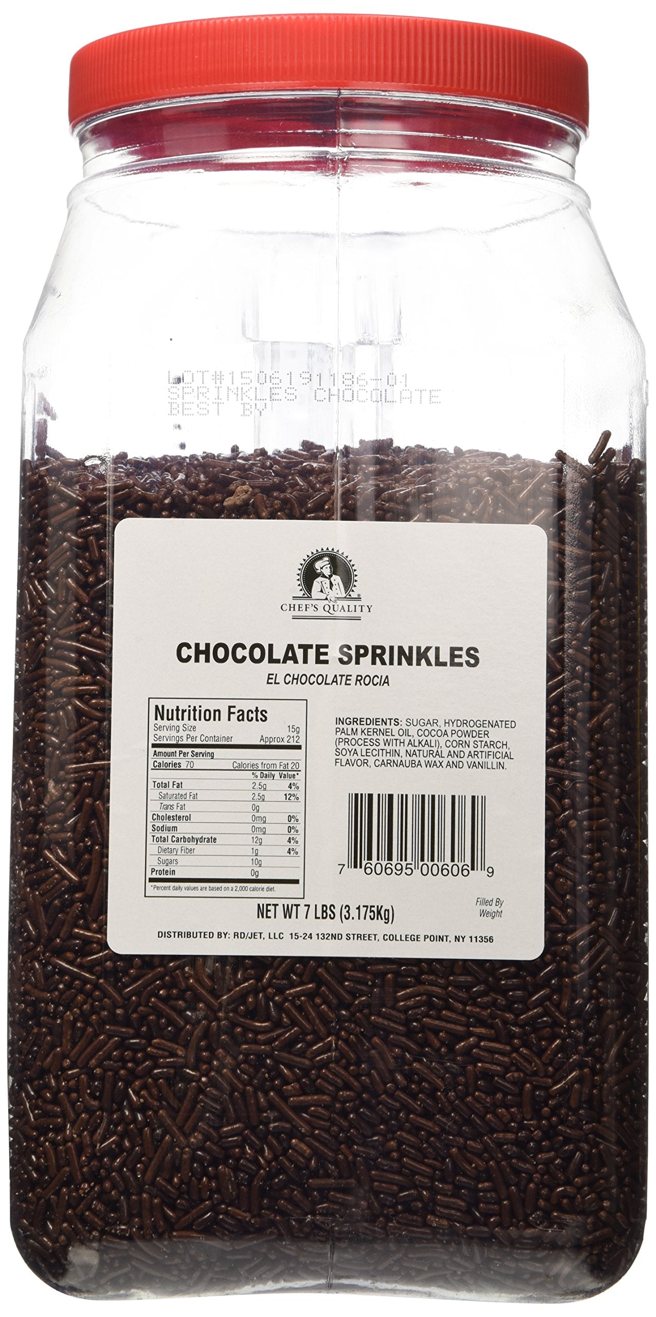 Chef's Quality close-up of chocolate sprinkles texture adding crunchy chocolate topping