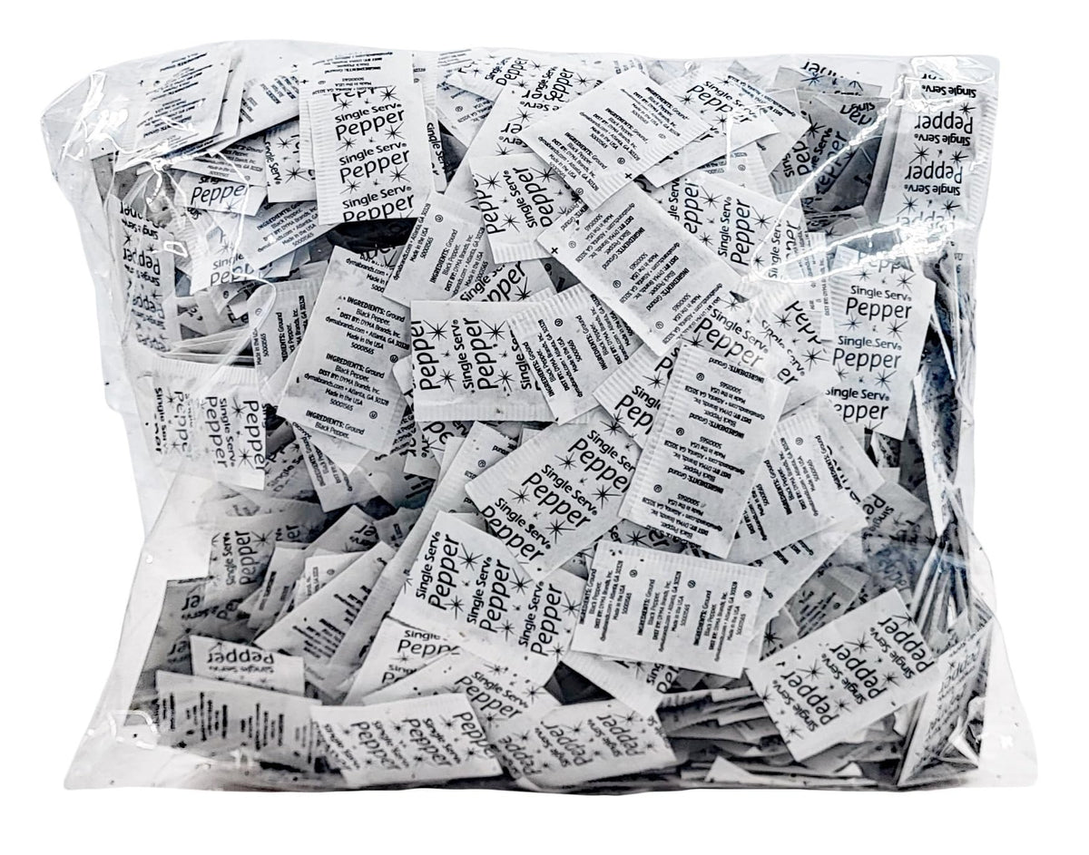 Chef's Quality front box of 1,000 pepper packets showing packaging and portioning benefit