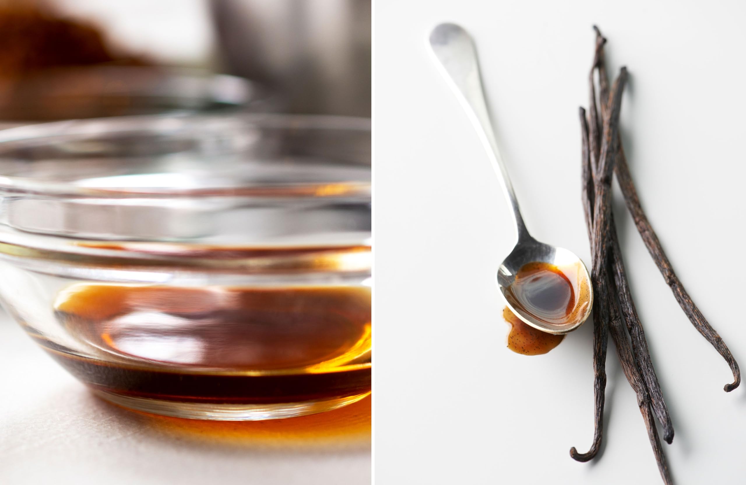 Chef's Quality imitation vanilla pouring close-up showing smooth texture and reliable flavor