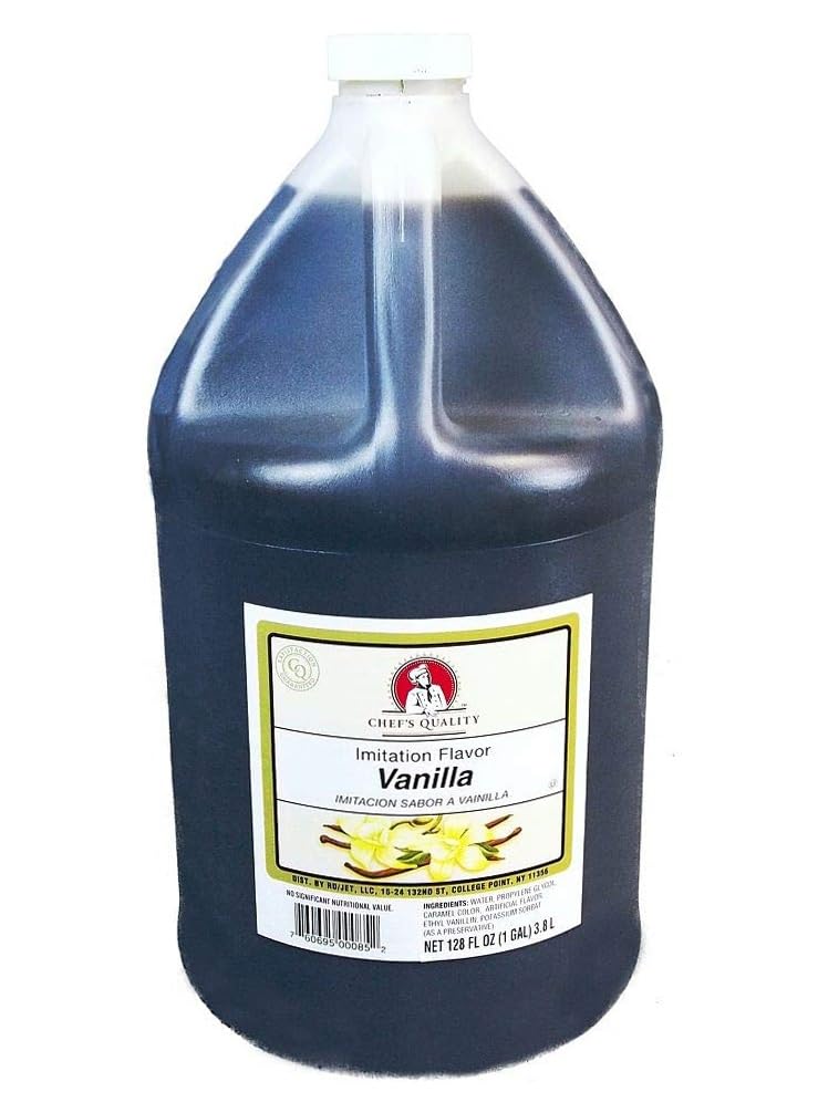Chef's Quality one-gallon bottle next to measuring cup showing scale and cost-effective volume