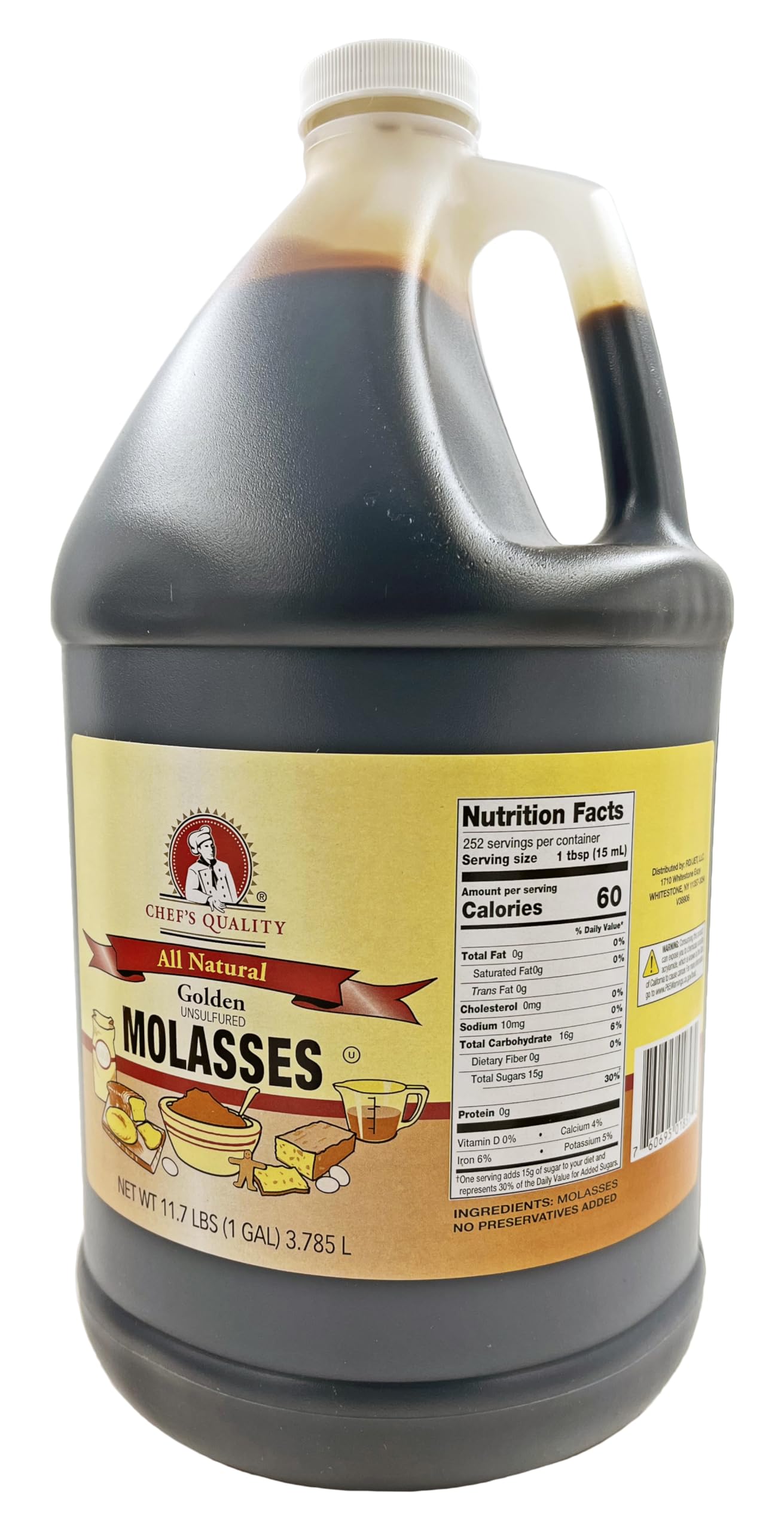 Chef's Quality molasses beside measuring scale to show 11.7 lb bulk portioning benefit