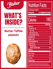 CHEF'S NATURALS Fisher open canister revealing coated peanuts for grab-and-go snacking benefit