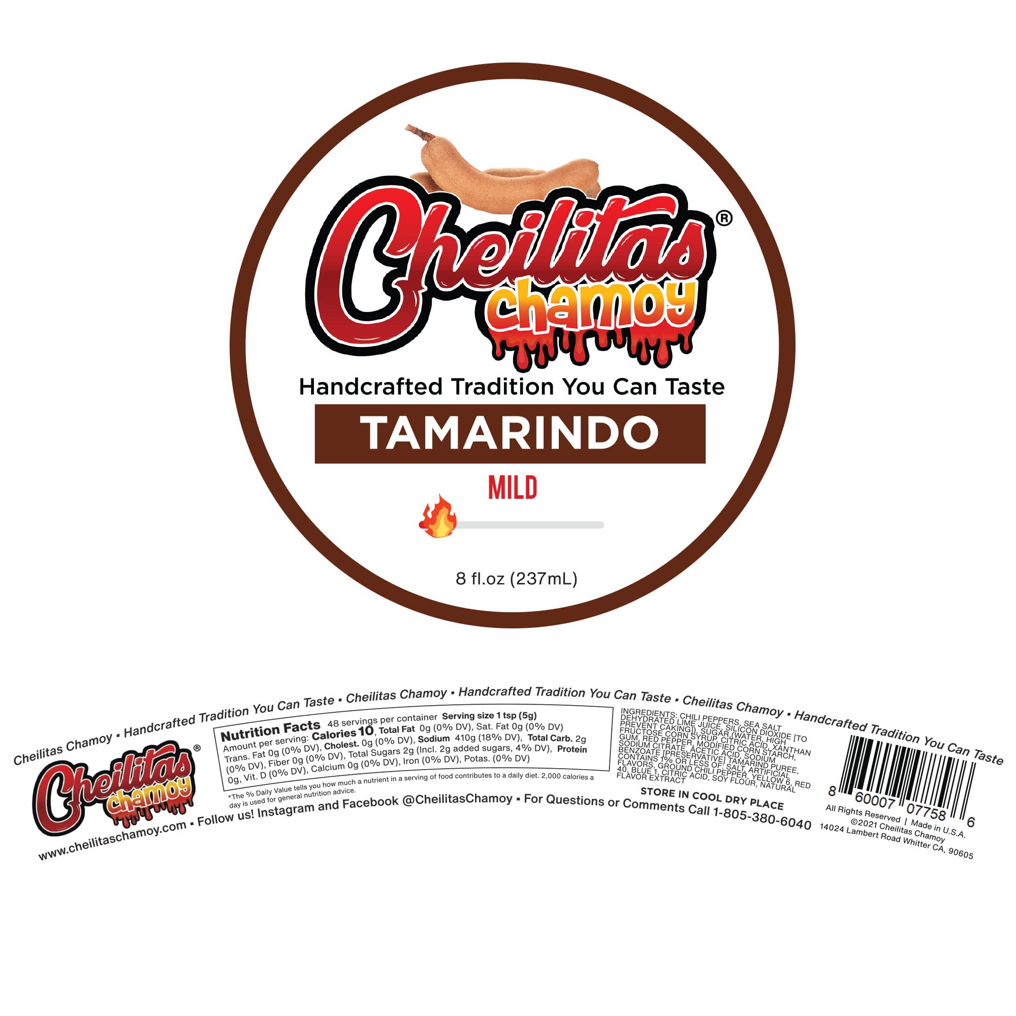 Cheilitas Chamoy drizzled over fresh fruit showing brand adding sweet-tart flavor