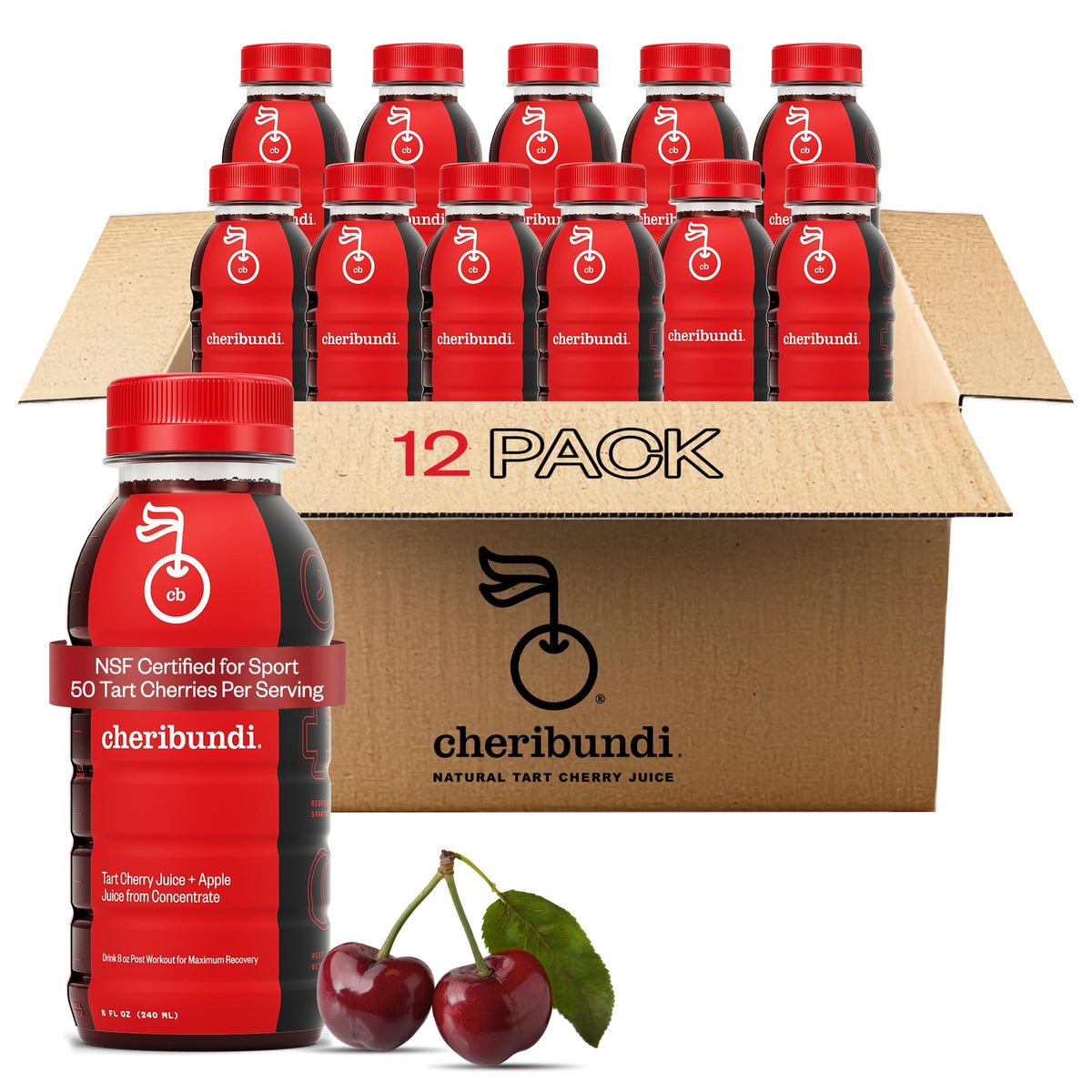 Cheribundi bottle front packaging showing brand and single-serve convenience benefit