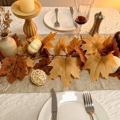 Cherica garland lit on a mantel creating warm ambient autumn lighting