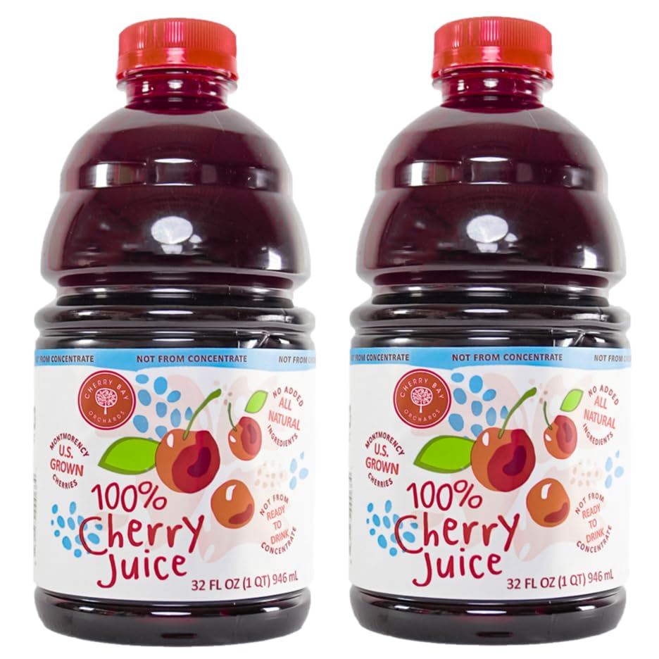 Cherry Bay Orchards front packaging showing two 32 oz bottles and clear branding benefit of convenience