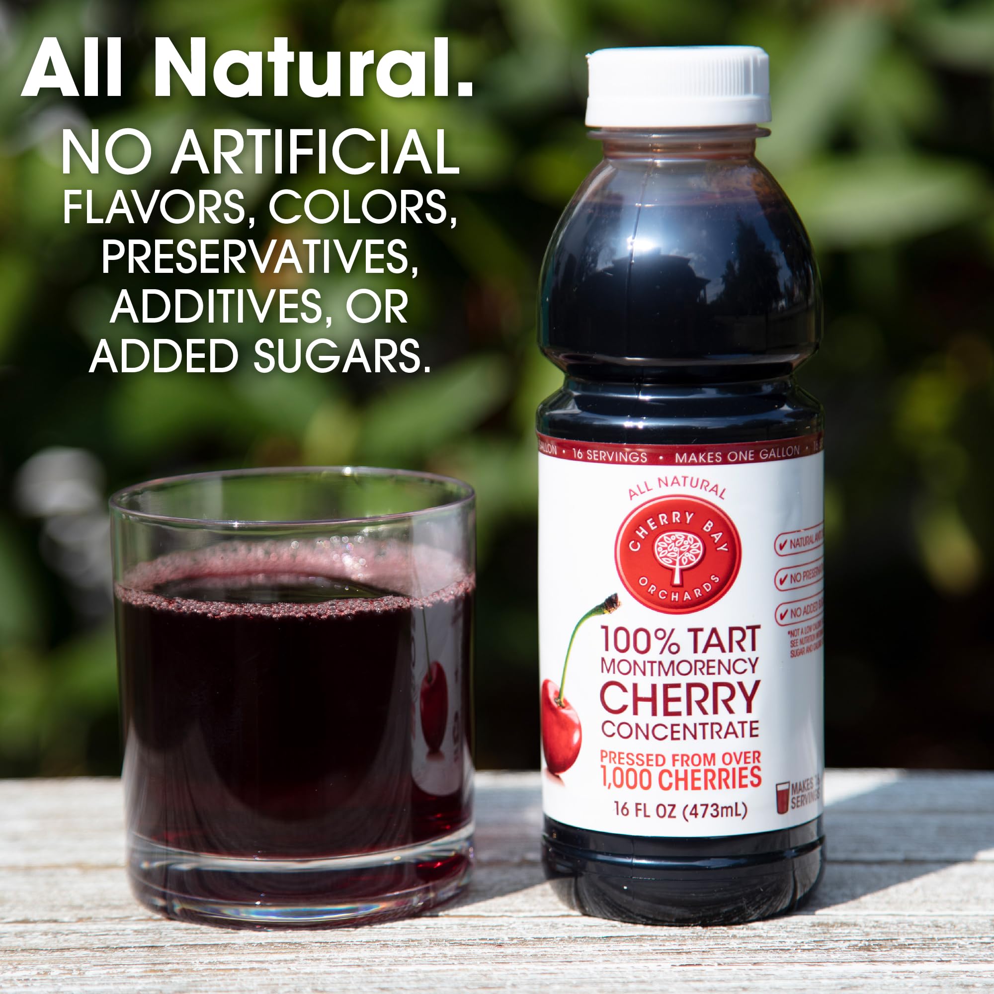 Cherry Bay Orchards label close-up showing Kosher and non-GMO marks for consumer trust