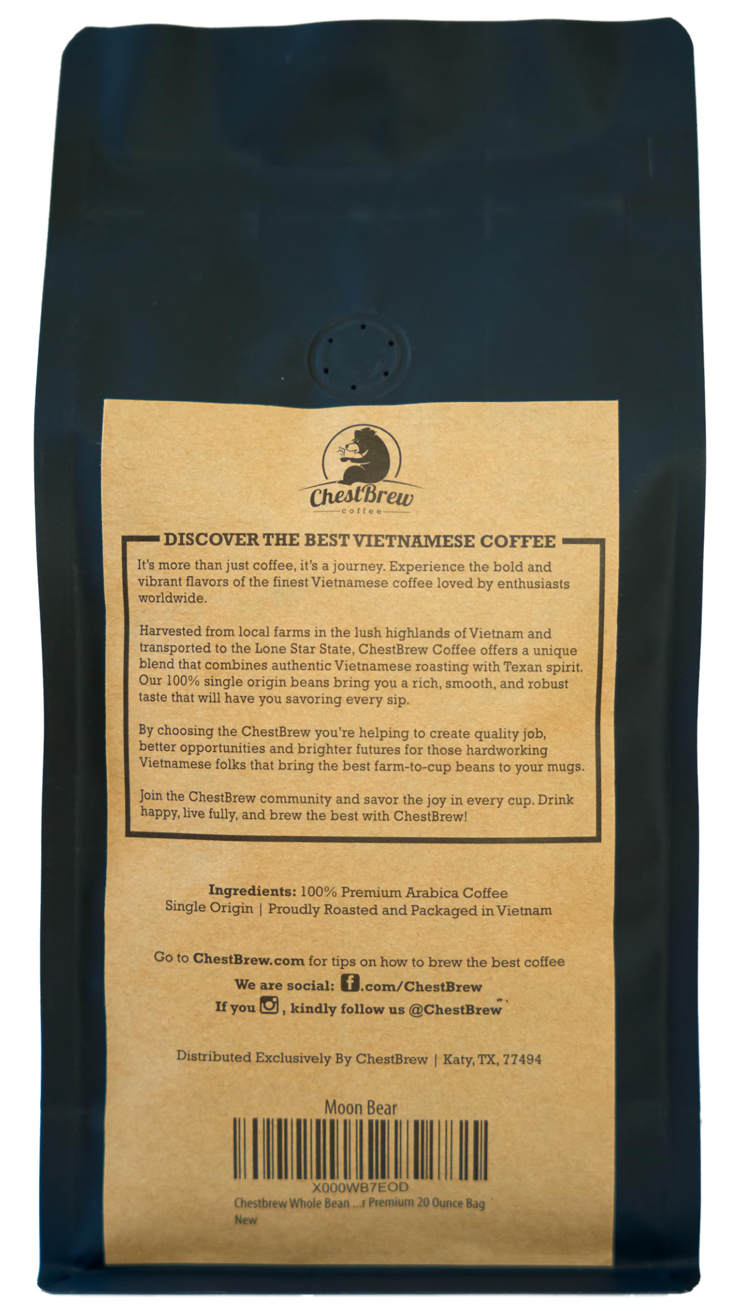 ChestBrew Moon Bear whole beans close-up highlighting oily roast and freshness