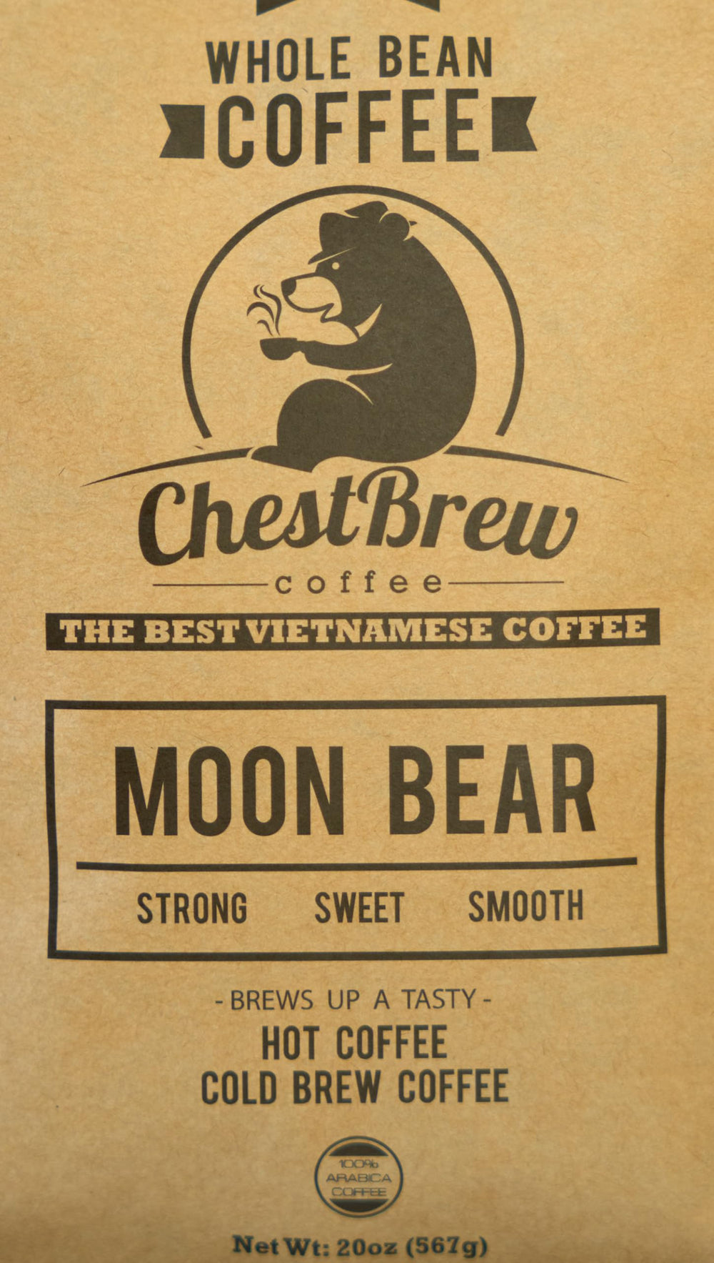 ChestBrew Moon Bear brewed cup pouring rich, smooth coffee aroma benefit