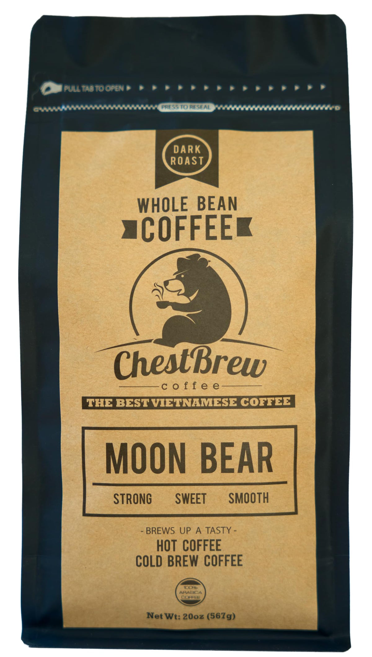 ChestBrew Moon Bear front packaging showing label and 20 oz size advantage