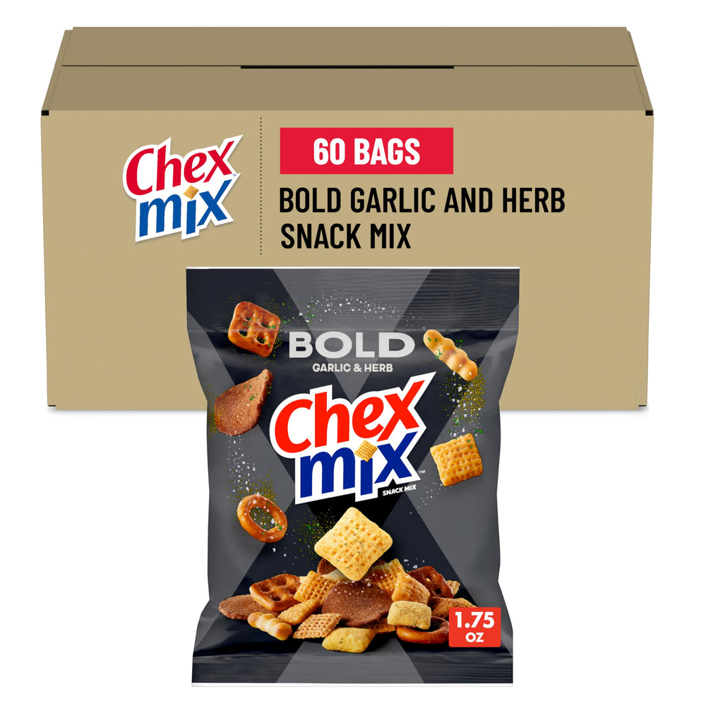 Chex Mix front packaging showing bold party blend for easy recognition and merchandising