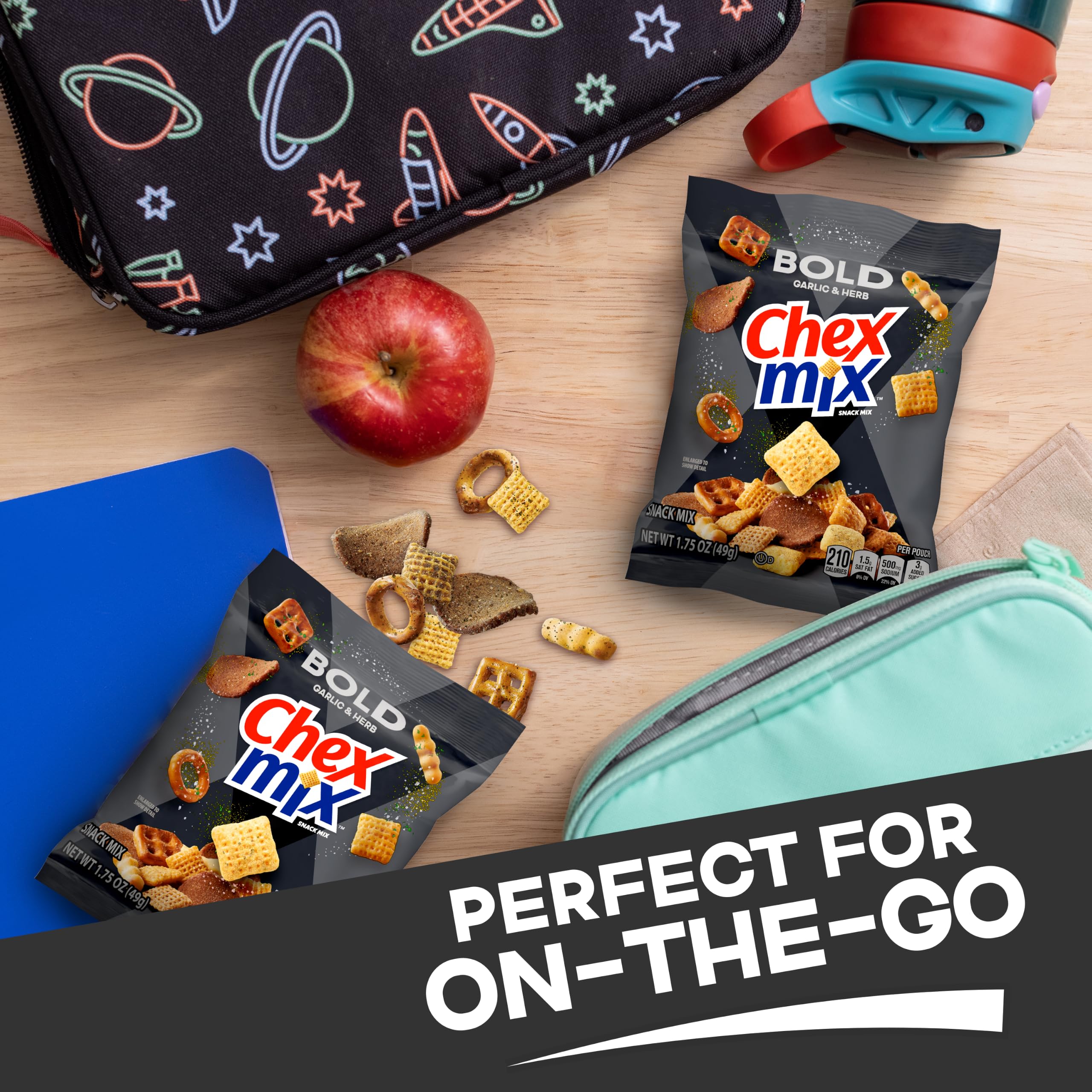 Chex Mix pouches in a vending machine showing retail-ready convenience