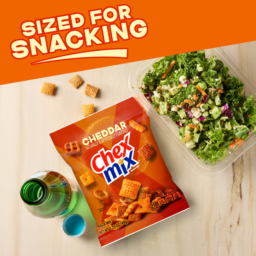 Vending machine stocked with Chex Mix pouches providing quick customer access