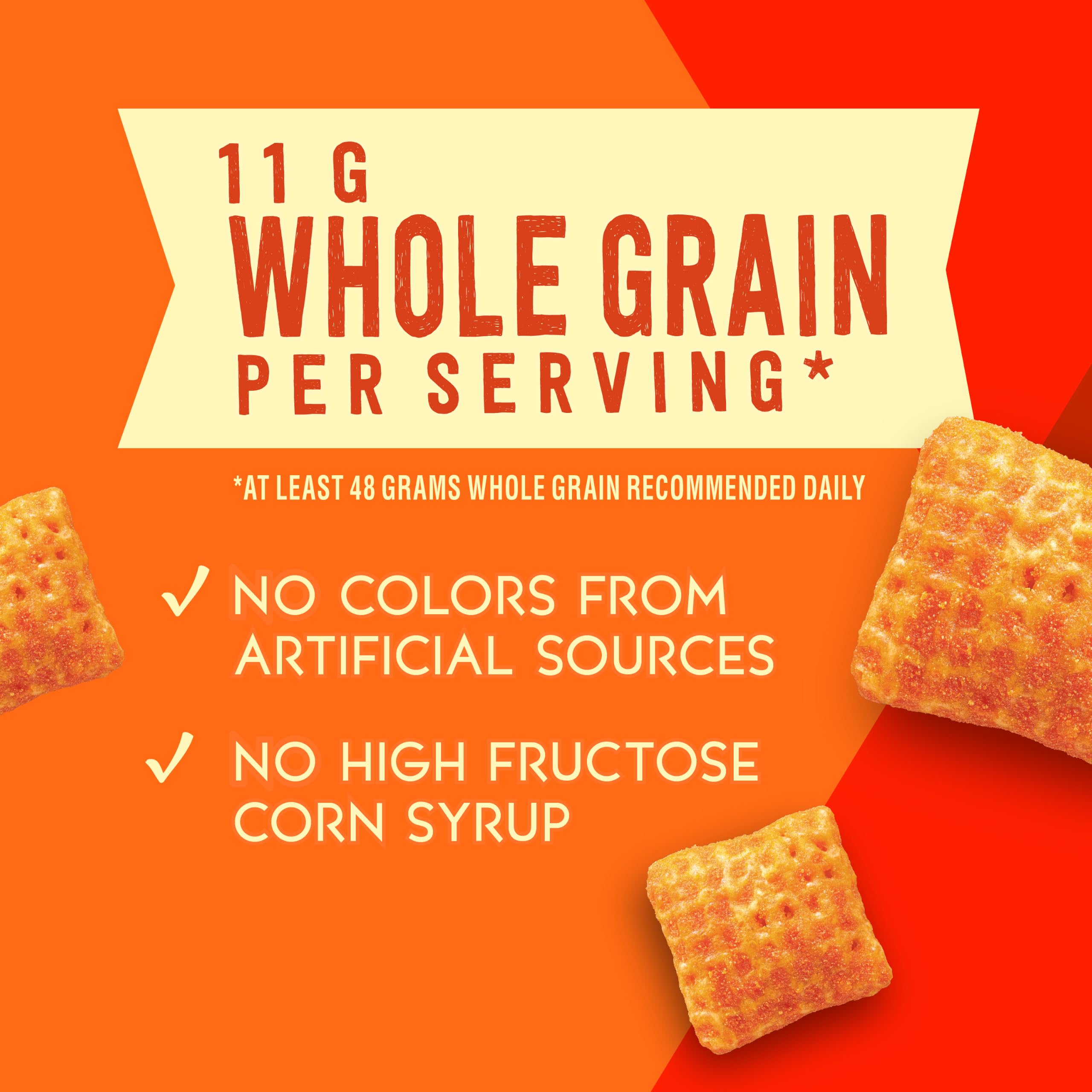 Nutrition label on Chex Mix Cheddar highlighting whole grain and ingredient benefits