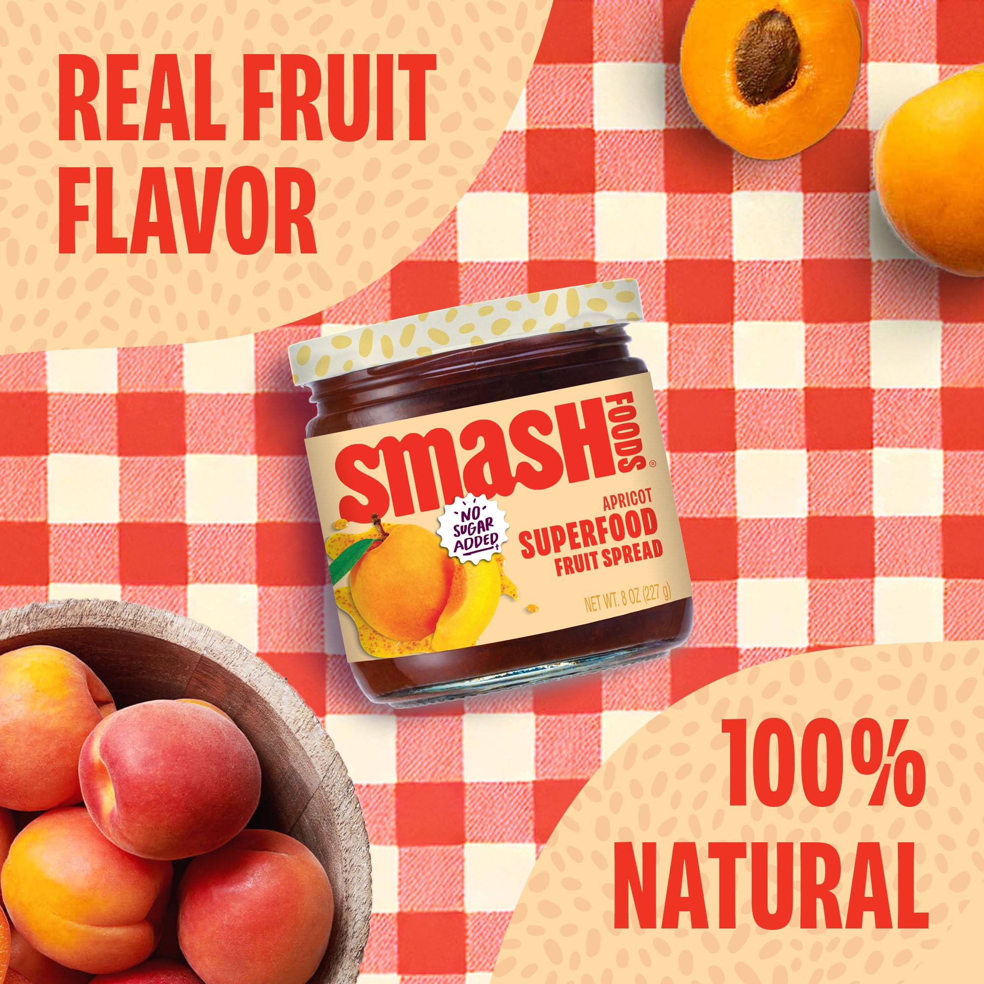 Open Chia Smash jar with spoon illustrating spreadable texture and convenience