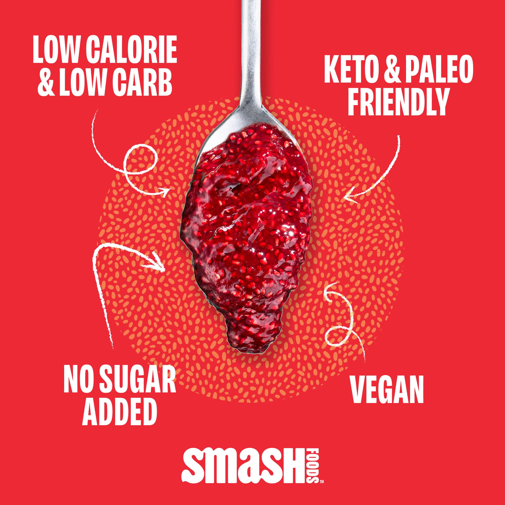 Chia Smash blueberry spread on toast demonstrating spreadability and low-calorie swap