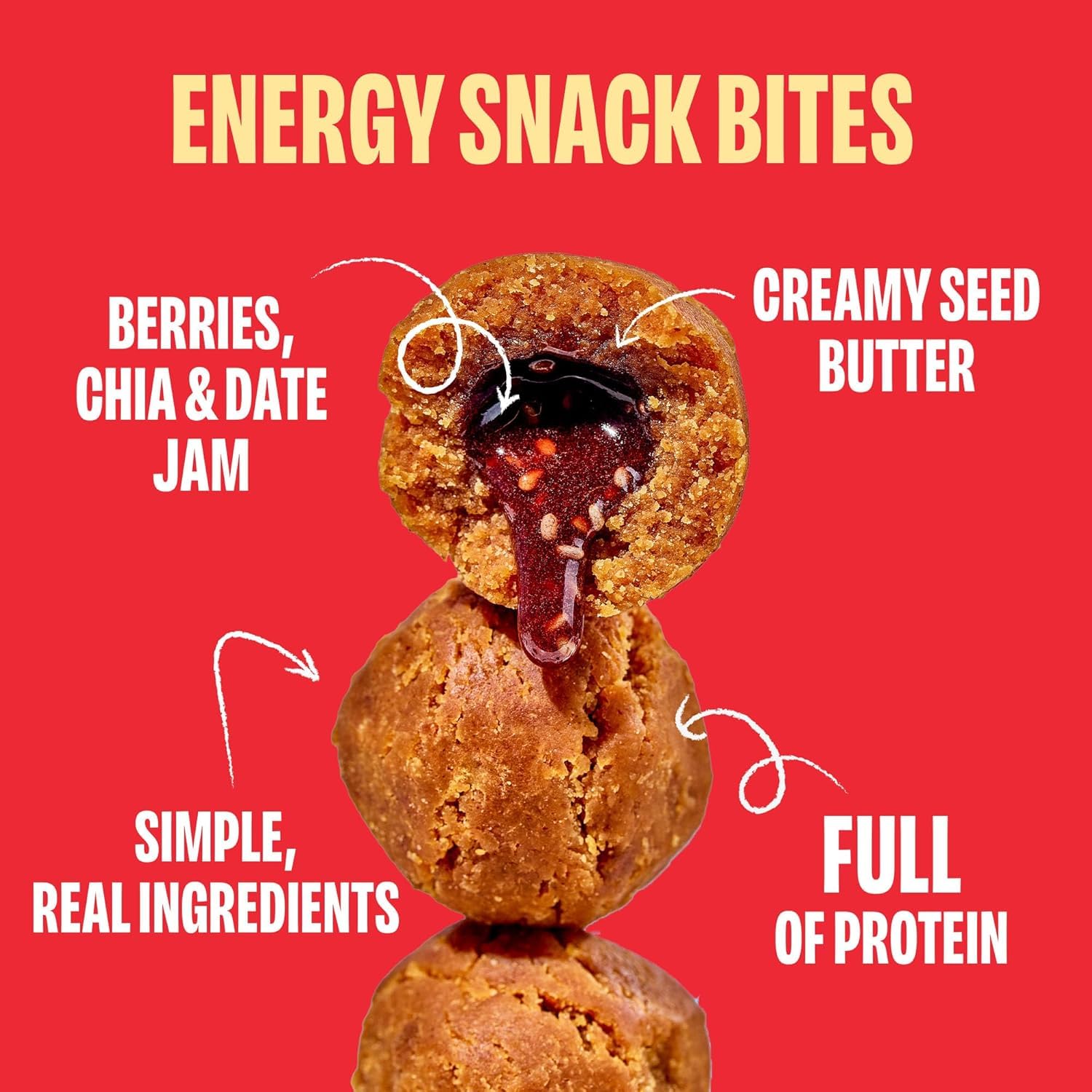 Chia Smash close-up of jam center revealing strawberry filling and flavor burst