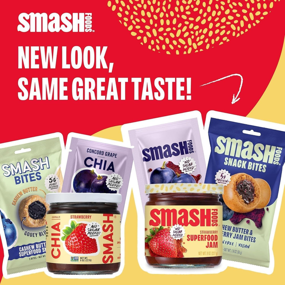 Open Chia Smash jar with spoon demonstrating spreadability and convenience