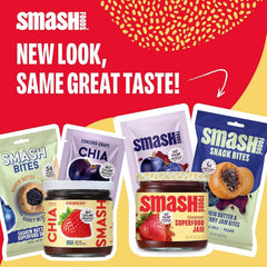 Open Chia Smash jar with spoon demonstrating spreadability and convenience