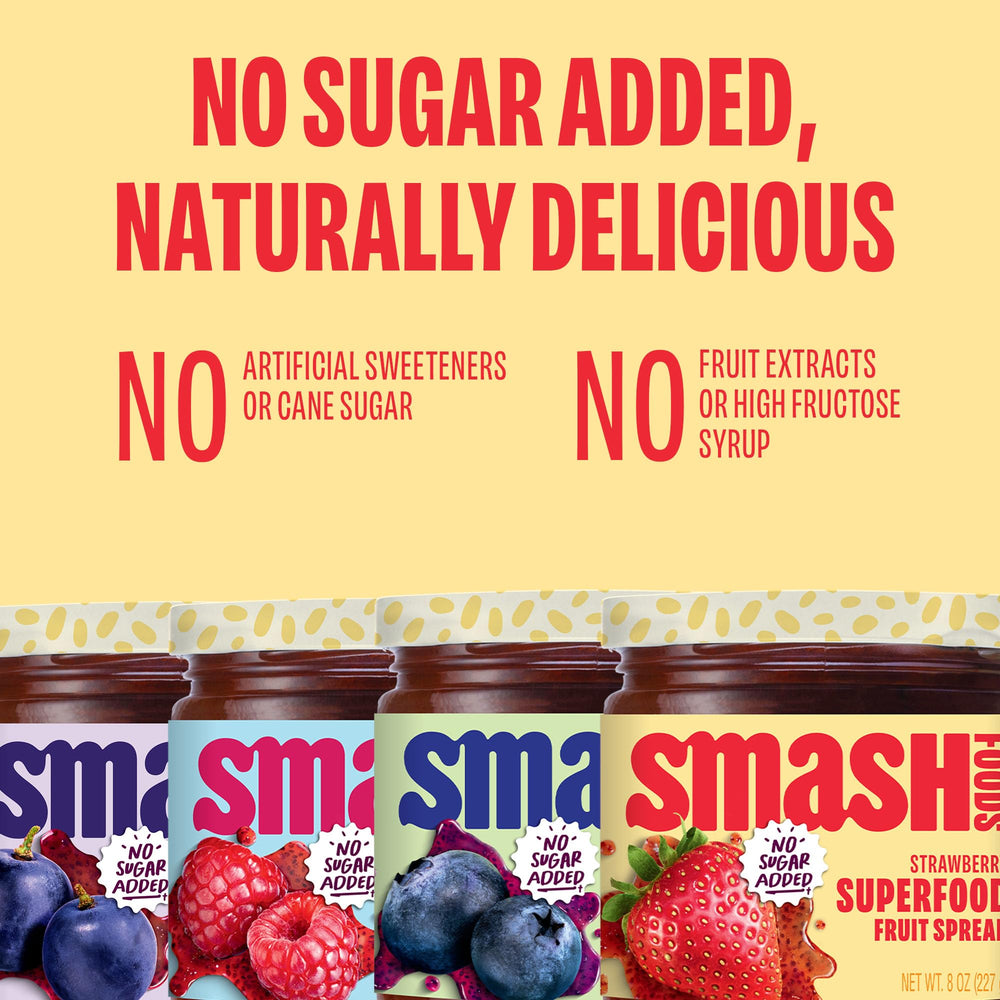 Chia Smash concord grape jar label detail showing ingredient simplicity and quality