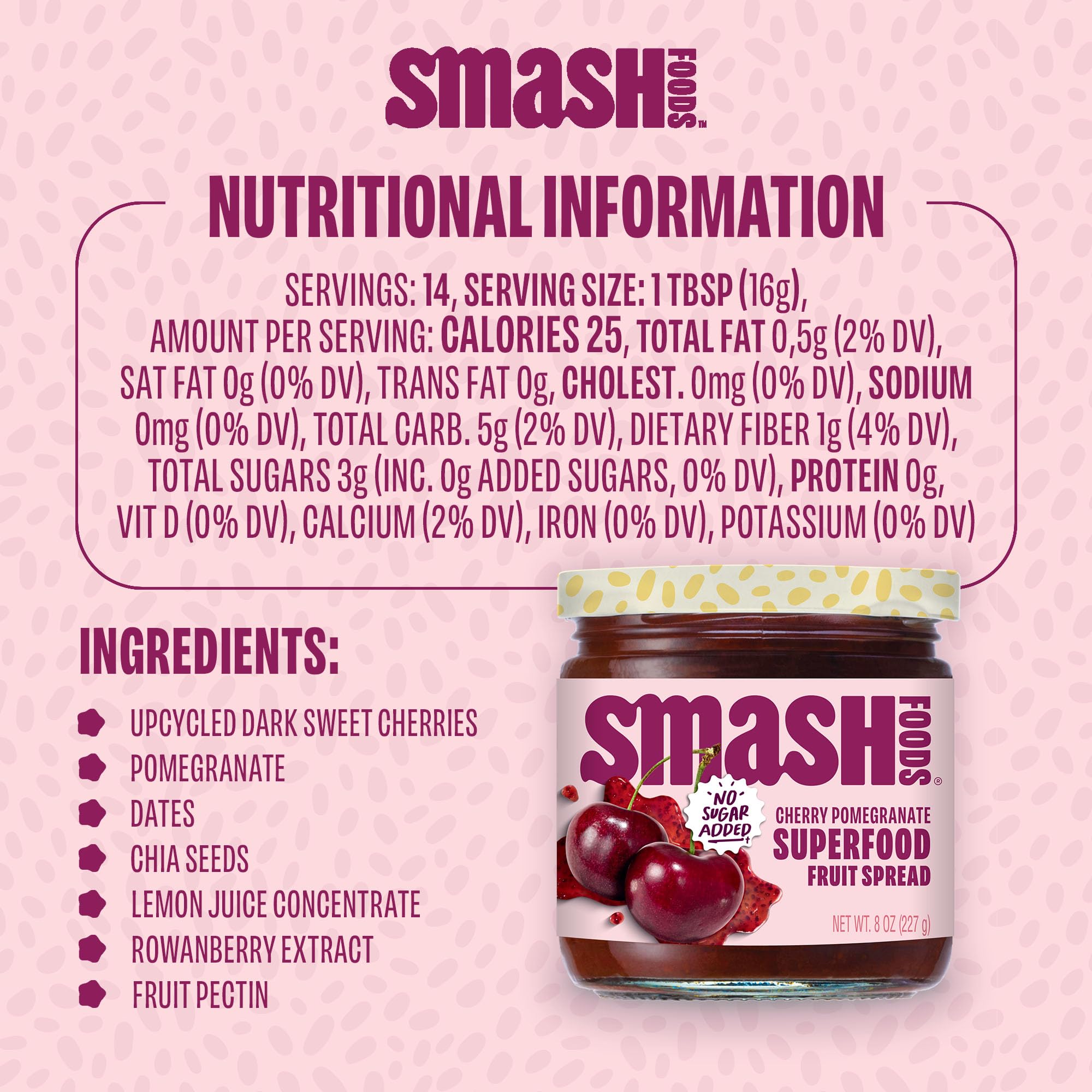 Chia Smash label and nutrition panel displaying clean ingredient benefits