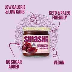 Close-up of Chia Smash texture highlighting chia seeds and fruit pieces