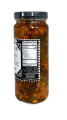Chicago Johnny's giardiniera spooned on sandwich adding mild tang and crunchy finish