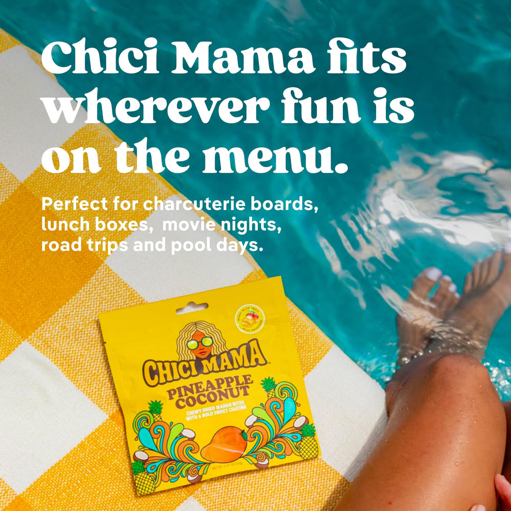 Chici Mama mango bites on charcuterie board adding bold fruity contrast