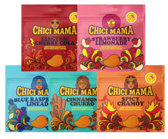 Chici Mama front packaging showing vibrant five-flavor branding and convenience
