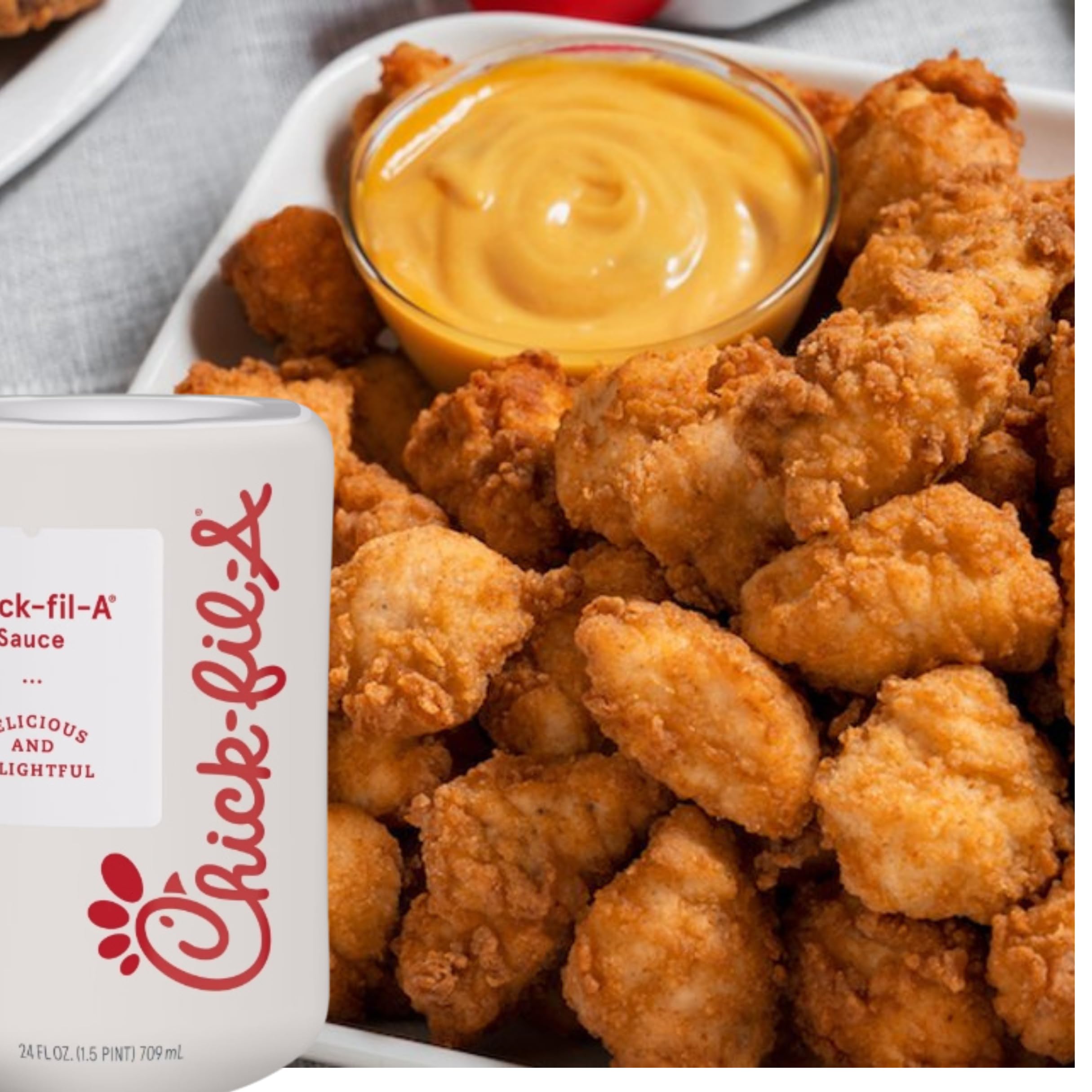Chick-fil-A bottles beside common items to show 16 oz size