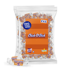 Chick o stick front packaging showing 2 lb bag and branding for easy identification