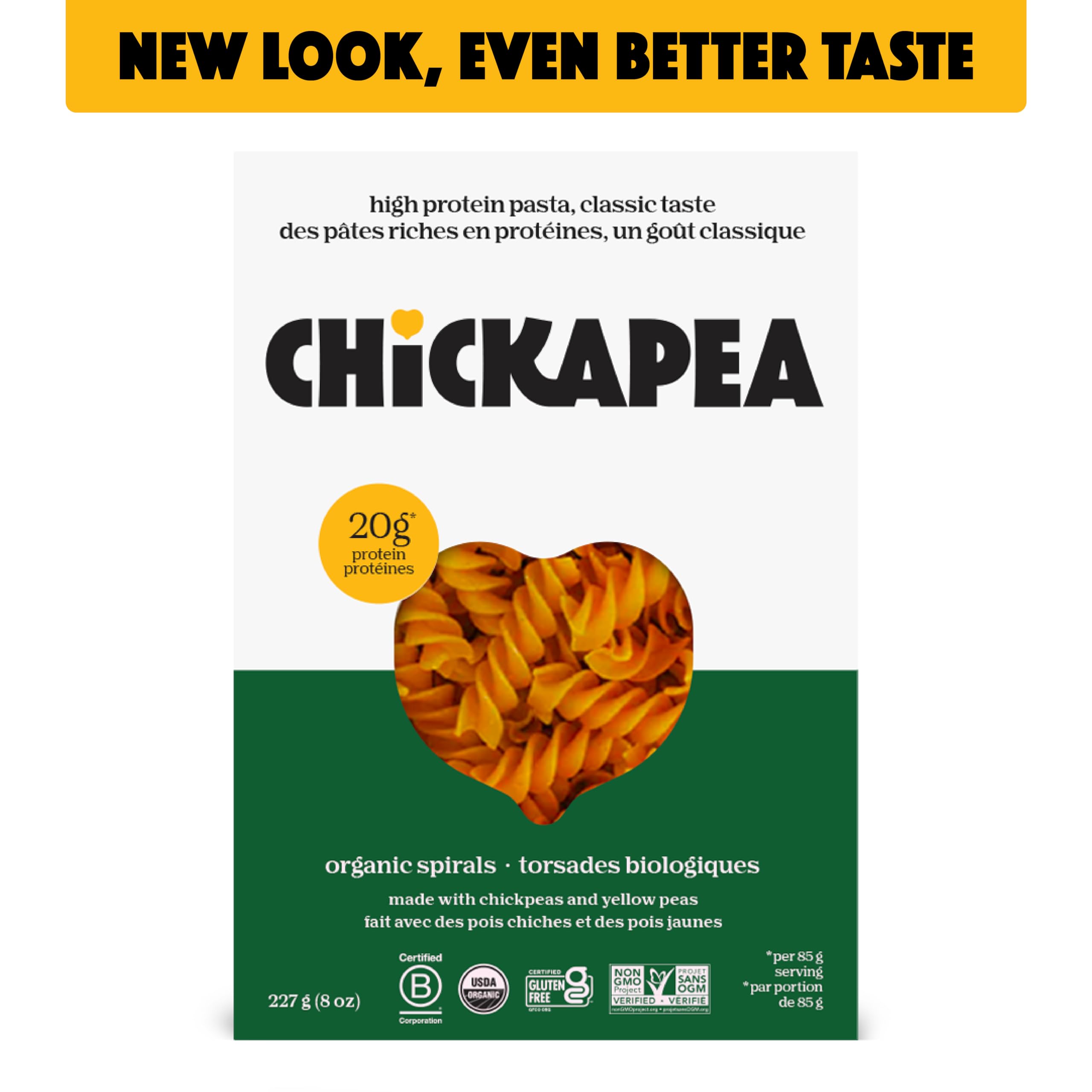 Chickapea close-up of dry spiral texture, highlights grain-free, high-protein composition
