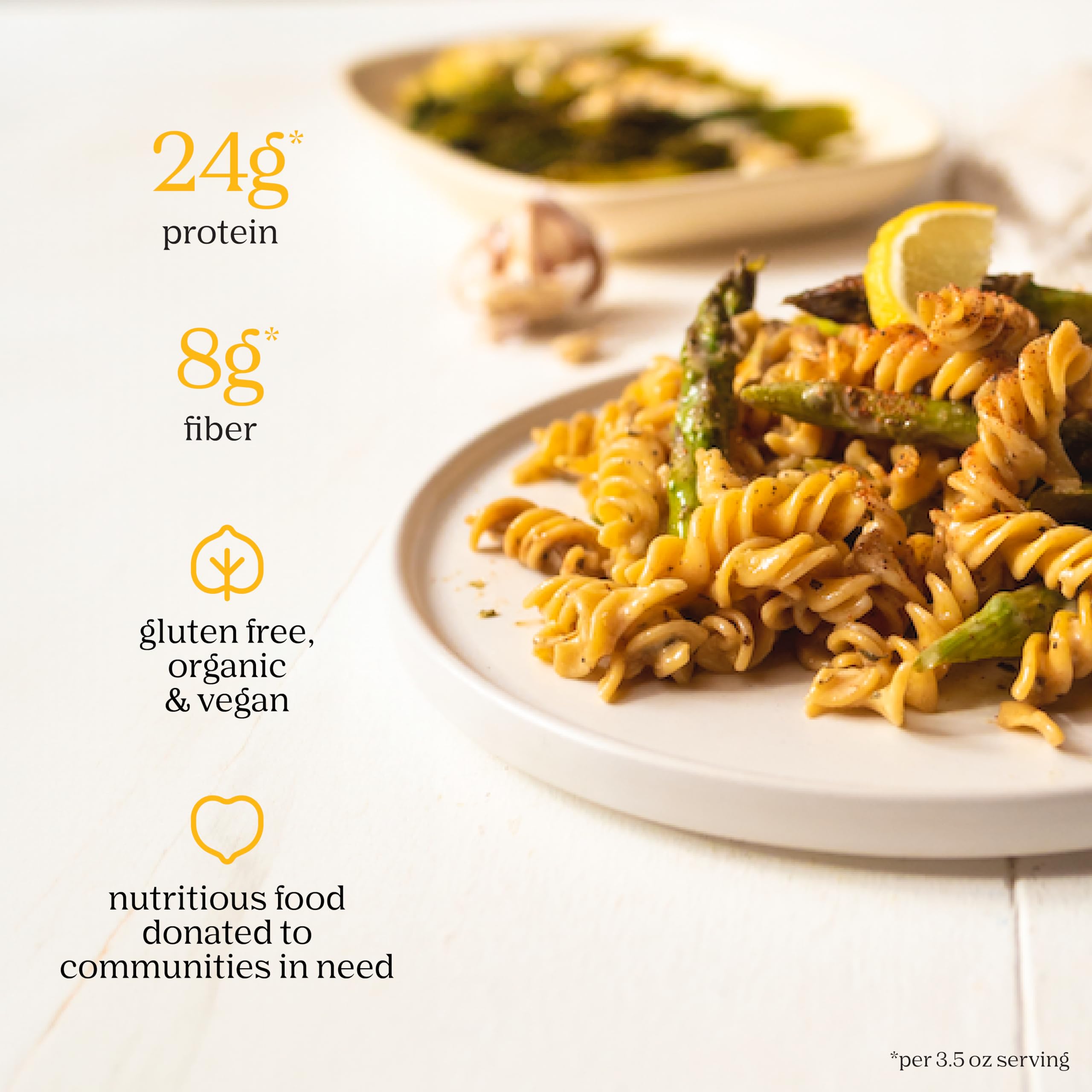 Chickapea cooked spirals in a bowl, shows satisfying texture and versatile serving idea