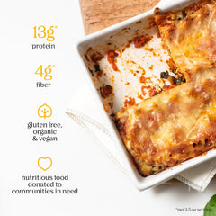Chickapea close-up of lasagne texture highlighting legume ingredients
