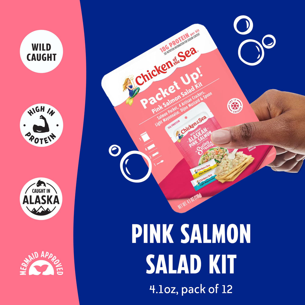 Chicken of the Sea kit contents laid out highlighting included crackers and spoon