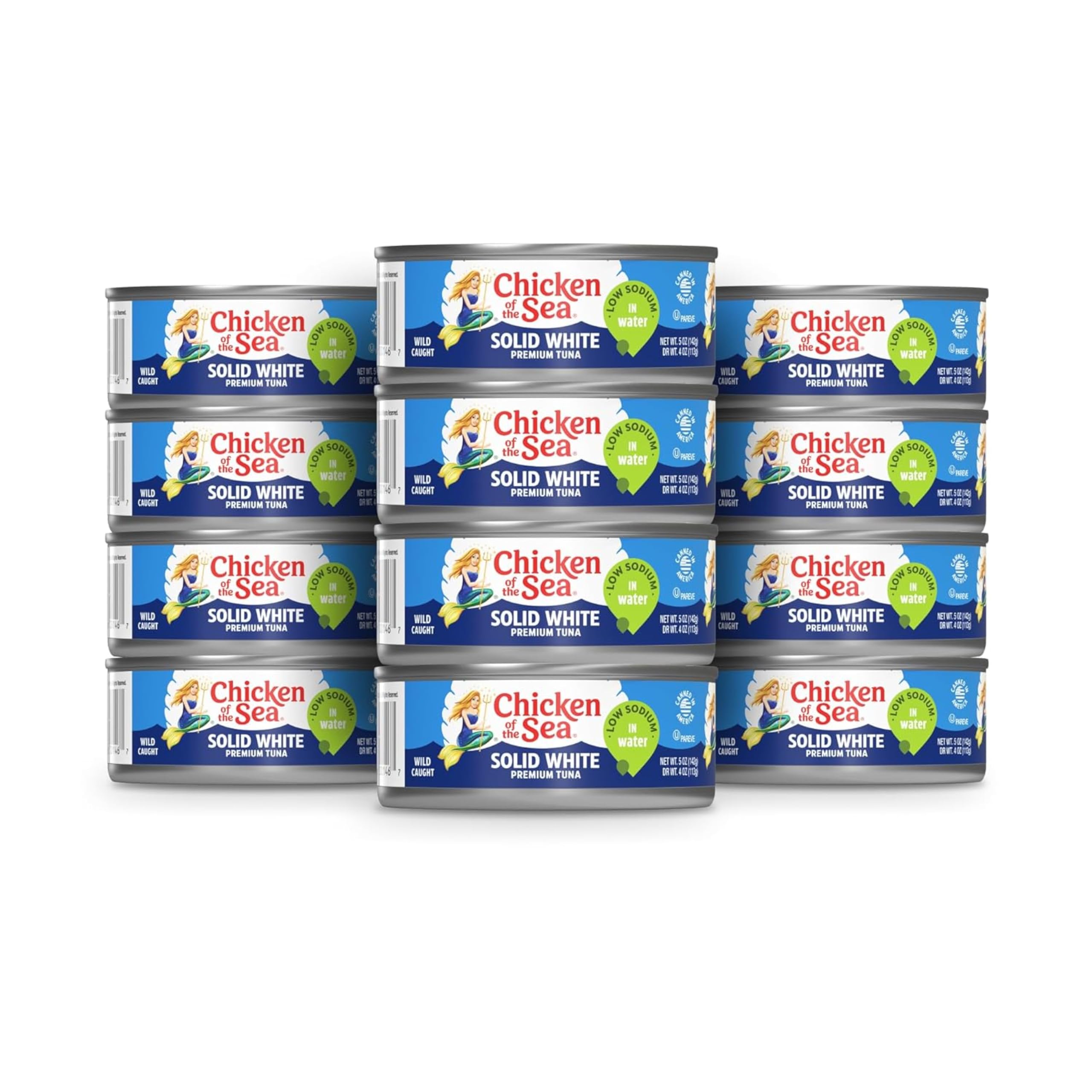 Chicken of the Sea front can showing low sodium label and easy storage benefit